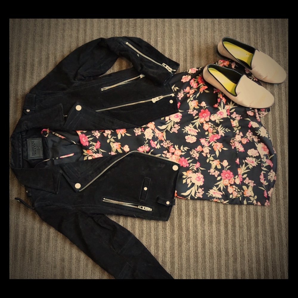 Black and Pink Floral Mini Dress